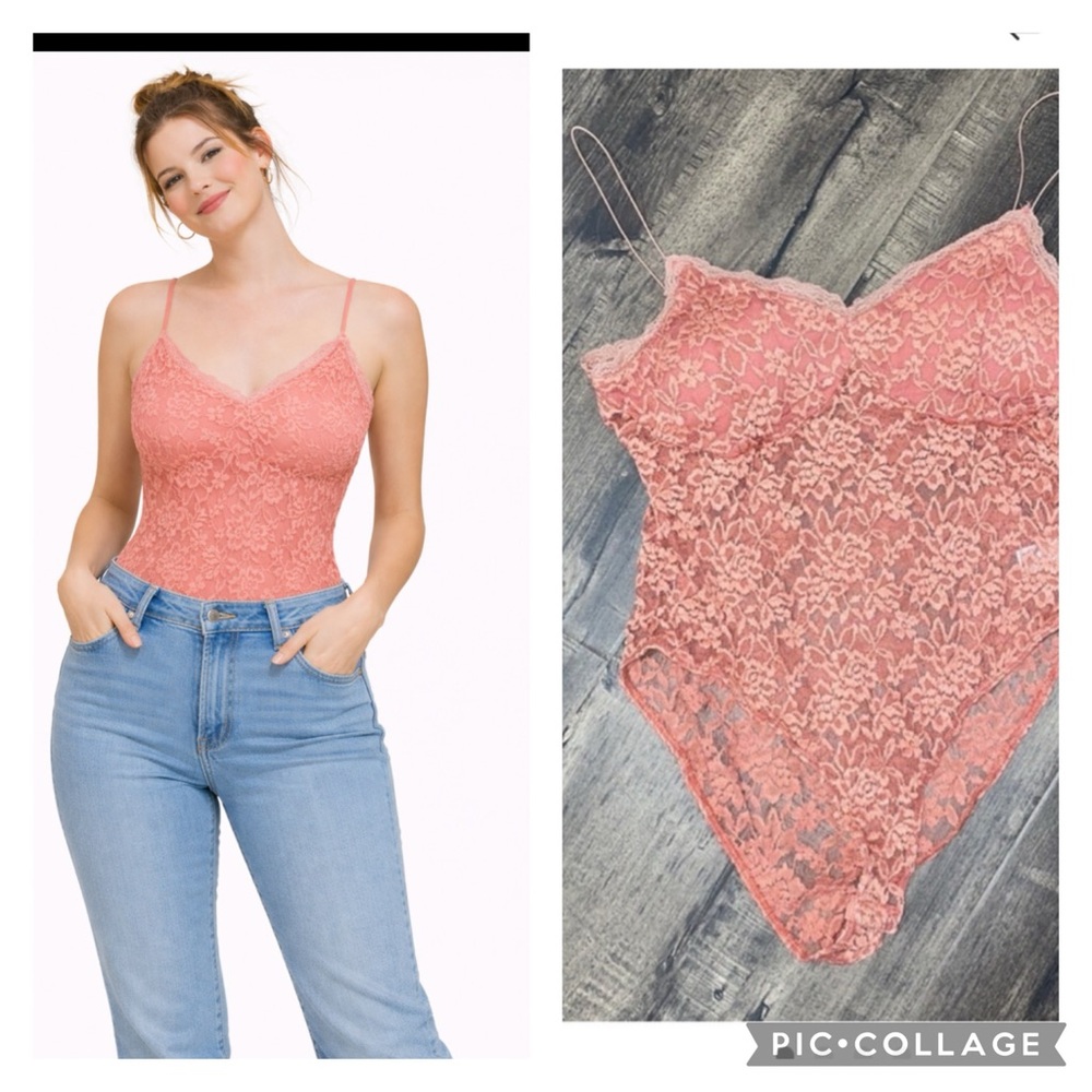 Spaghetti strap lace bodysuit